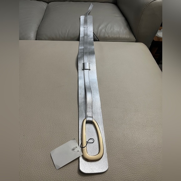 Zara Women’s Silver Sash Belt with Gold Buckle - Made in Spain - EU 85/US 34/M - Picture 8 of 11